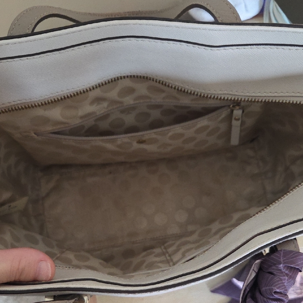 kate spade Taupe & Cream Tote with Purple Scarf Accent - Picture 4 of 7